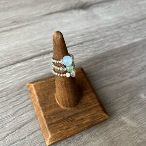 Silver Beaded Ring Set